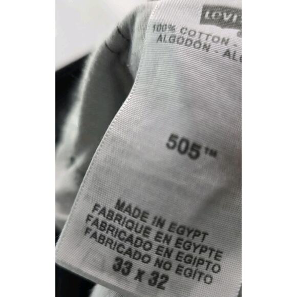 Levis Jeans Mens 33 X 32 505 Black Denim Rigid Cotton Straight - Picture 9 of 10